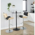 thumbnail image 3 of LumiSource Chrome Metal, Natural Wood, Black PU Lombardi Adjustable Barstool - Set of 2, 3 of 4