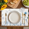 thumbnail image 4 of Blue Spring Floral Placemats Set of 4, Summer Flowers Botanical Elegant Placemats for Dining Table, Place Mats for Kitchen Tabletop, Waterproof Wipeable Dining Table Mats Set, 4 of 9
