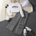 thumbnail image 2 of hoksml Girls' 2-Piece Casual Outfit Letter Print Long Sleeve Tee and Cargo Pants, Versatile Tween Set, 2 of 5