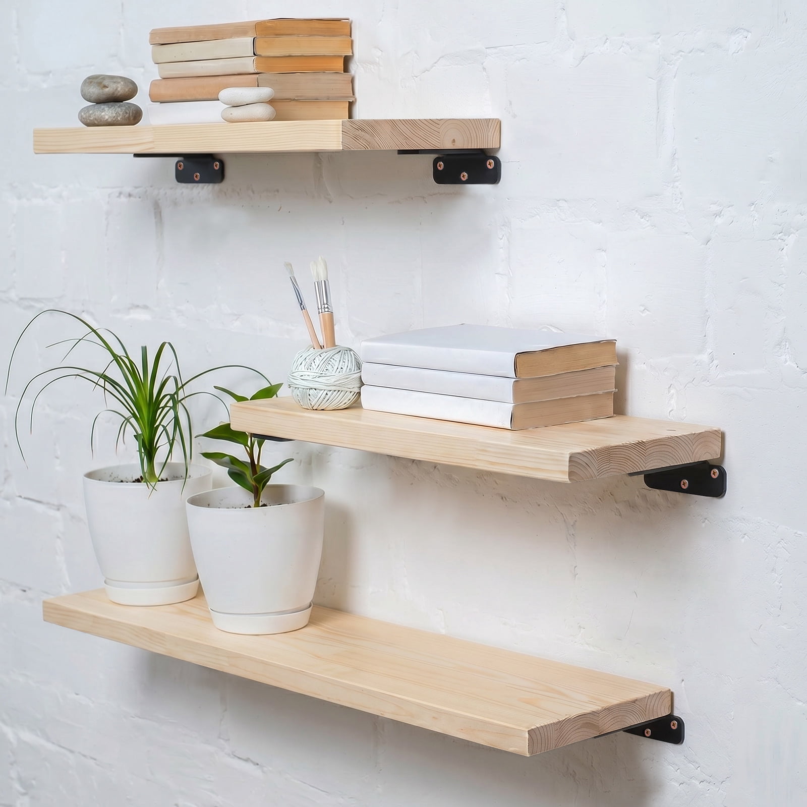 4 Pack Shelf Bracket 3.5" Long, Wall Mounted L Shape Floating Shelf Support Bracket with Screws 90° Steel Angle Brackets for Kitchen Living Room Garage Office