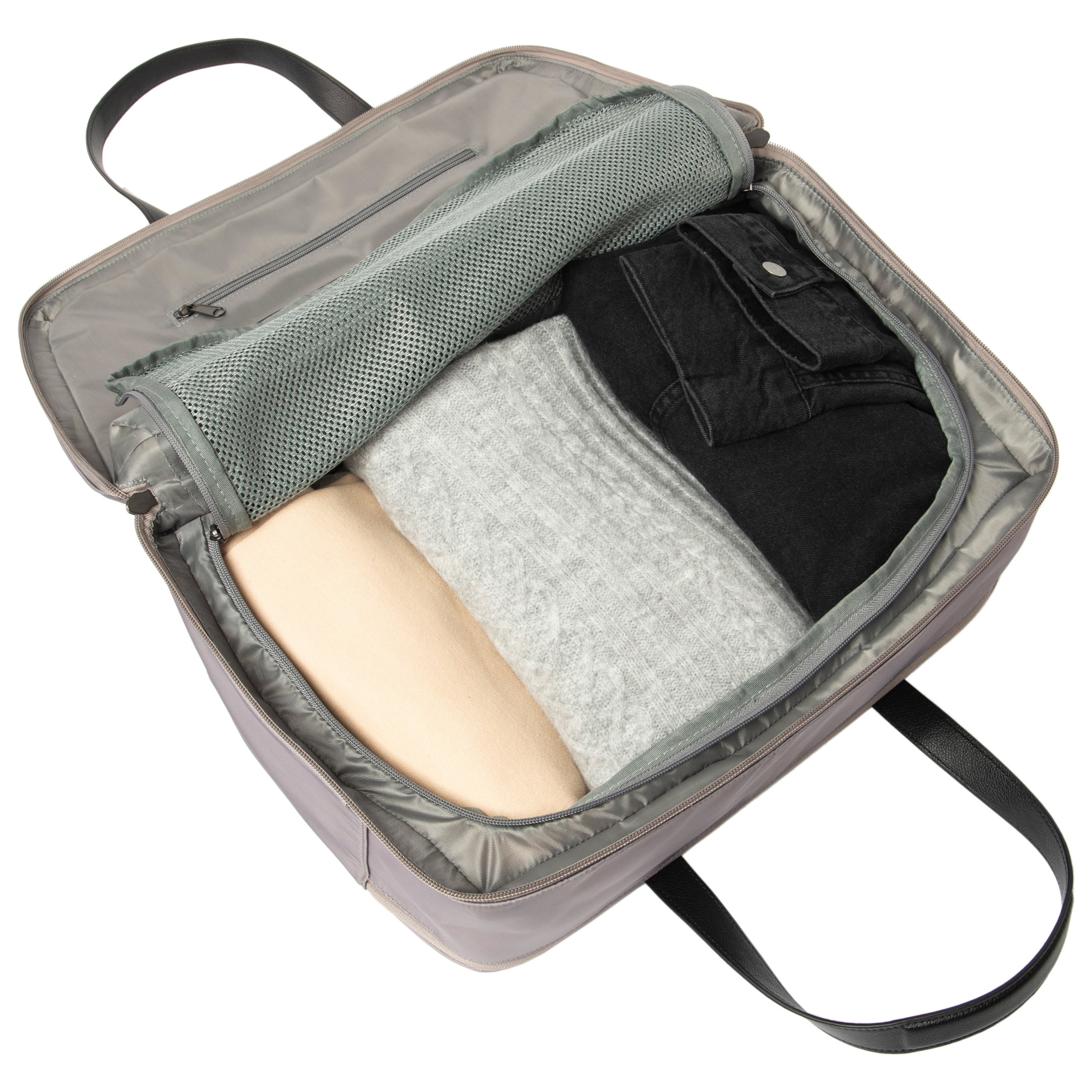 Protege 18" Carry on Adjustable Strap Weekender Duffel with Luggage Pass Through, Taupe
