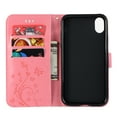 thumbnail image 6 of iPhone XR Case, iPhone XR 2018 Case - Allytech Premium Wallet PU Leather with Fashion Embossed Flower Magnetic Clasp Card Holders Flip Cover with Hand Strap, Pink, 6 of 6