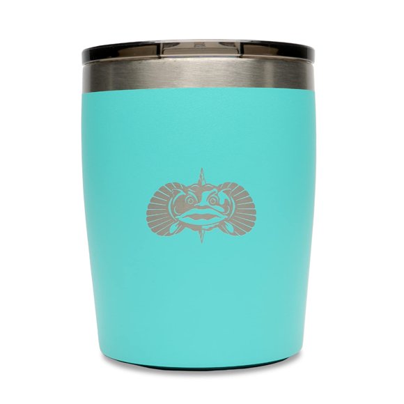 Vaso Rocks con forma de pez sapo, no se vuelca, 300 ml, acero inoxidable, color verde azulado