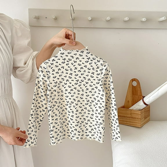 Kids Thermal Shirt Graphic Long Sleeve Toddler Shirt Kids Turtleneck Basic Tops Fall Tops Girls Clothing Size 7-8 Years