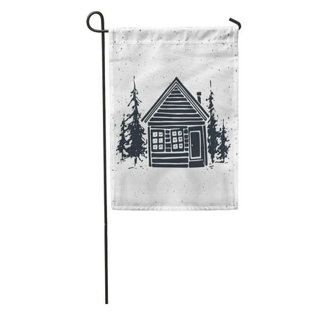 Eco Friendly Garden - SIDONKU Cabin Wooden House in The Forest Eco Friendly Life Log Garden Flag Decorative Flag House Banner 12x18 inch