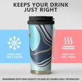 thumbnail image 2 of 18oz Travel Coffee Mug, 316 Stainless Steel Vacuum Insulated Tumbler with 2-in-1 Straw Lid & Strap, Liquid & Marble Print, 2 of 6