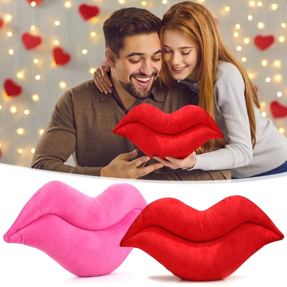 Msgweeeg Couch Pillows Valentines Tree Decorations Pillows Decorative Valentine's Day Red Lips Pillow and Beautiful Red Lips Pillow Office Pillow Children's Doll Home Decoration