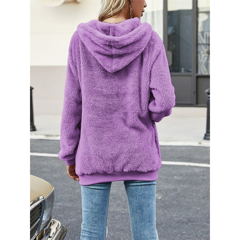 Fluffy purple hoodie hotsell