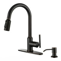 Wowow Single Handle Pull Down Sprayer Kitchen Faucet with Soap Dispenser, Oil Rubbed Bronze