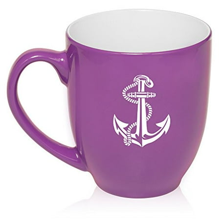 16 Oz Purple Large Bistro Mug Ceramic Coffee Tea Glass Cup Anchor With Rope Walmart Com Walmart Com