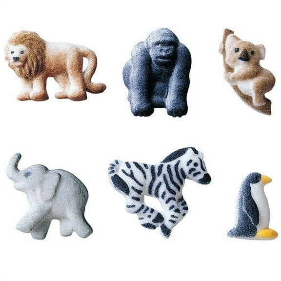 Zoo Animals Koala, Penguin, Zebra Zoo Assortment Sugar Decorations Toppers Cupcake Cake Cookies Birthday Favors Party 12 Count