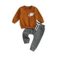 thumbnail image 1 of ZAXARRA Infant Baby Boy Game Outfits, LetterFootball Print Long Sleeve Sweatshirt + Solid Color Long Pants, 1 of 7