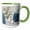 Green/White, variant on 3drose, Funny Snowman with Snow Kid, 15oz Mug