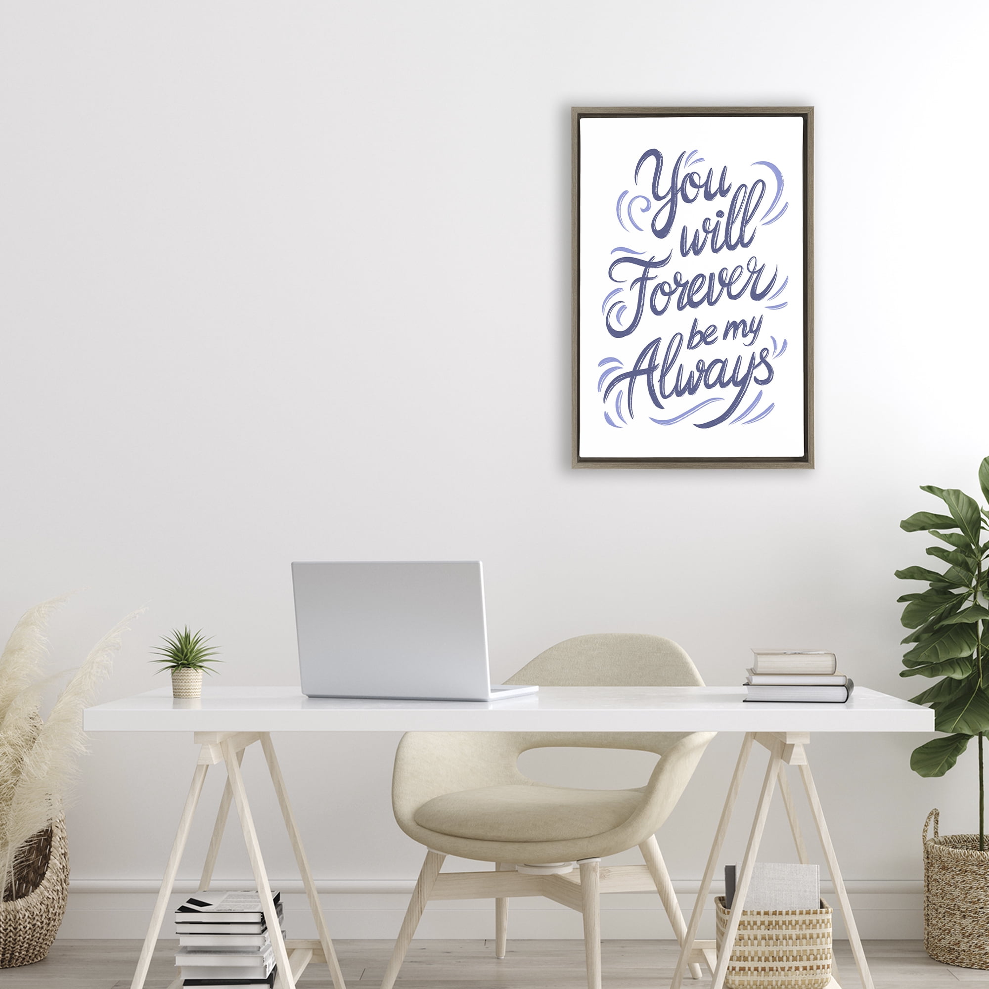 Stupell Industries Forever Be My Always Brown Framed Floater Canvas Wall Art, design by Martina Pavlova