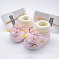 thumbnail image 3 of Baby Boys Girls Fleece Booties Infant Newborn Bedroom Shoes House Slippers Winter Crib Shoes Toddler Non-Slip Soft Sole First Walkers 0-18M Pink, 3 of 7