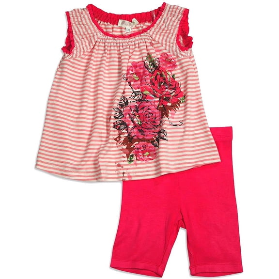Baby Sara Infant Baby Girl Sleeveless Short Sets - Asst Fabrics Styles Colors 30674-12Months (fuchsia)