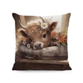 thumbnail image 6 of Tyidzon Highland Cow Pillow Covers 18X18 inch Cattle with Flowers Throw Pillow Covers Spring Decor Pillowcase Farmhouse Cushion Case for Sofa Outdoor Patio, 6 of 6