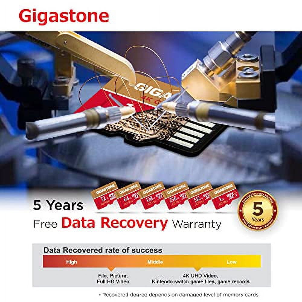 [5-Yrs Free Data Recovery] Gigastone 1TB Micro SD Card, 4K Video Recording for GoPro, Action Camera, DJI, Drone, Nintendo-Switch, R/W up to 100/90 MB/s MicroSDXC Memory Card UHS-I U3 A2 V30, w/adapter