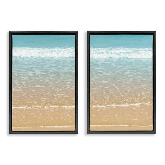 Stupell Industries Vivid Calming Beach Views Nautical & Beach Photography Black Floater Framed Canvas Art Print Wall Art, 17 x 25, Set of 2