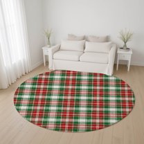 Addison Rugs Mayfield Premium Machine Washable Transitional Holiday Plaid Emerald Round Rug, 8' x 8'