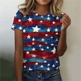 thumbnail image 1 of Lydiaunistar Hauts d'Été pour Femmes T-Shirt Imprimé Mode Décontractée, Col Rond Manches Courtes, Léger, Taille Réelle, Tenue de Fête Quotidienne, 1 of 4