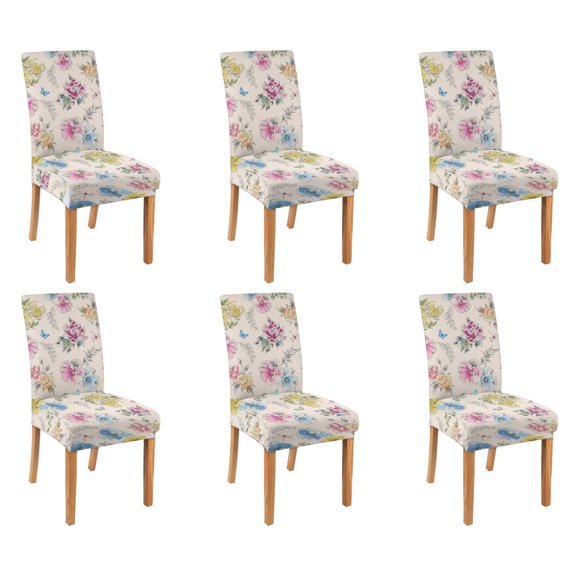 Dining Room Chair Covers 6pcs Stretch Dining Chair Cover Removable Washable Chair Seat Protector Cover for Home Party Hotel Wedding Ceremony, Universal Size (wildflowers)