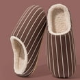 thumbnail image 3 of Women's Men's Memory Foam House Slippers Wide Width Stripe Bedroom Slide Shoes Non Slip Platform Indoor Slippers, 3 of 4