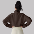 thumbnail image 4 of Women's Fleece Cropped Jacket with Drawstring Hem Killed Tea Coffee L, 4 of 8