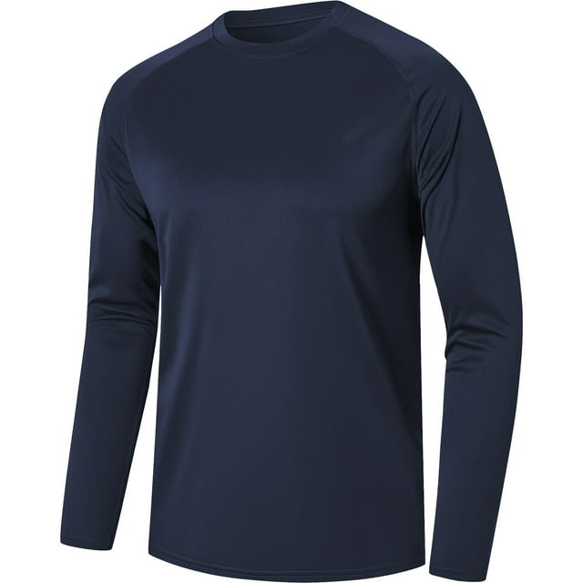 HAiming Men's Tee Shirts Long Sleeve Lightweight Breathable Solid Color Crew Neck Casual Sports Tops