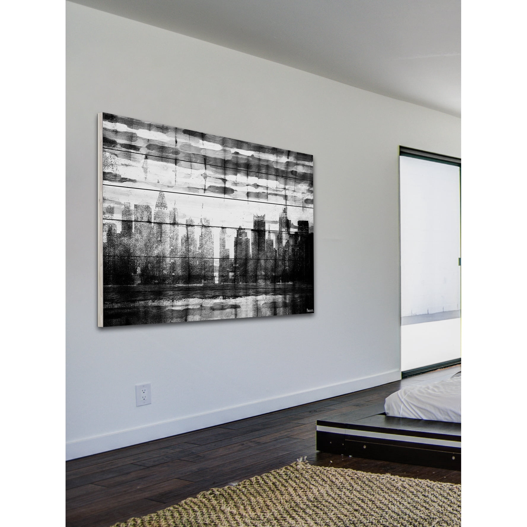 Parvez Taj Distant Giants White Wood Wall Art, 24" x 36"