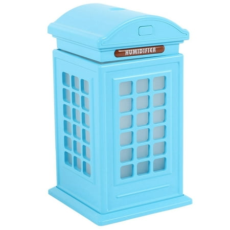 

DC 5V USB Humidifier Aromatherapy Essential Oil Diffuser with LED Light Telephone Booth Shape Ultrasonic Mist Maker（blue）