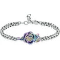 thumbnail image 2 of Rose Flower Urn Bracelet for Ashes Stainless Steel Link Urn Bracelet Cremation Keepsake Memorial Bracelet Urn Bangle Ashes Holder Memorial Jewelry, 2 of 7