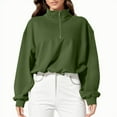 thumbnail image 2 of Sweatshirt for Women Long Sleeve Sweatshirt Women'S Quarter Zip Army Green Crewneck Sweatshirt Winter Fashion for Women Streetwear, 2 of 8