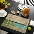 thumbnail image 2 of Ensemble de 4 Napperons Art Moderne Bleu Sarcelle - Tapis de Table Abstraits Bleu Gris pour Cuisine - Tapis de Table en Lin pour Restaurant et Camping, 2 of 7