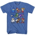 thumbnail image 1 of Mega Man The Cast Royal Heather Adult T-Shirt, 1 of 2