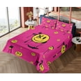 thumbnail image 4 of Ambesonne Emoji Fitted & Top Sheet Set with Shams, Grunge X Eye Smiling Face Art, Hot Pink Mustard Black, 4 of 5