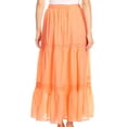 thumbnail image 2 of Sakkas Takara Maxi Broomstick Cascading Peasant Skirt with Elastic Waist - Orange - OS, 2 of 5