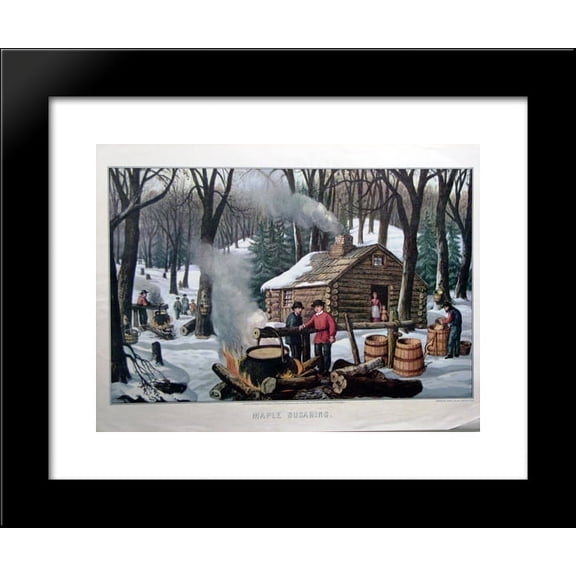 Maple Sugaring 20x24 Framed Art Print by Currier and Ives