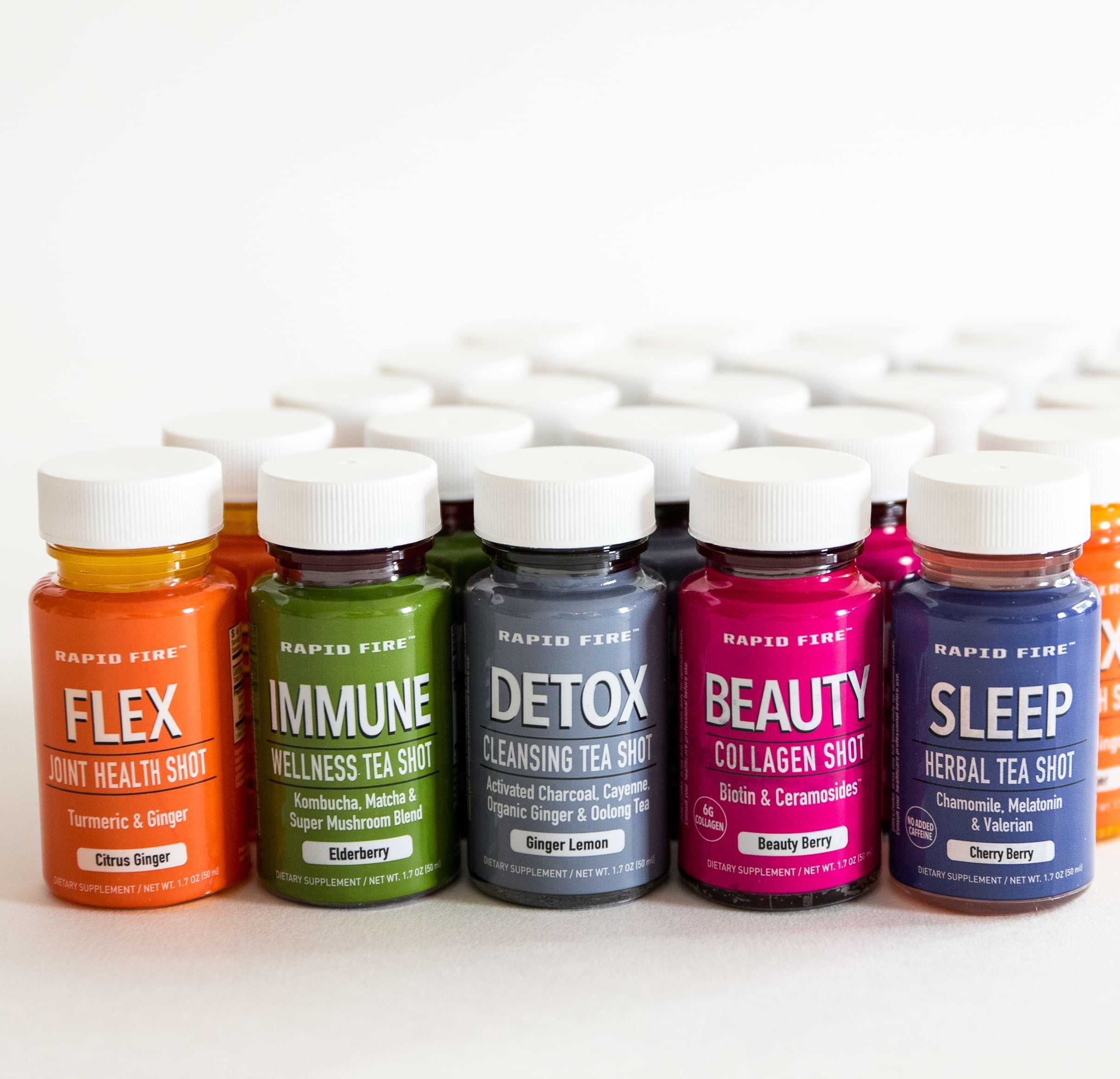 Rapid Fire Detox Cleansing Tea Shot, Activated Charcoal, Ginger Lemon flavor 1.7 oz. (7 Count)