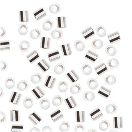 Sterling Silver Crimp Beads - Beadaholique 50-Piece Sterling Micro Crimp Beads, 1.5 by 2mm, Silver