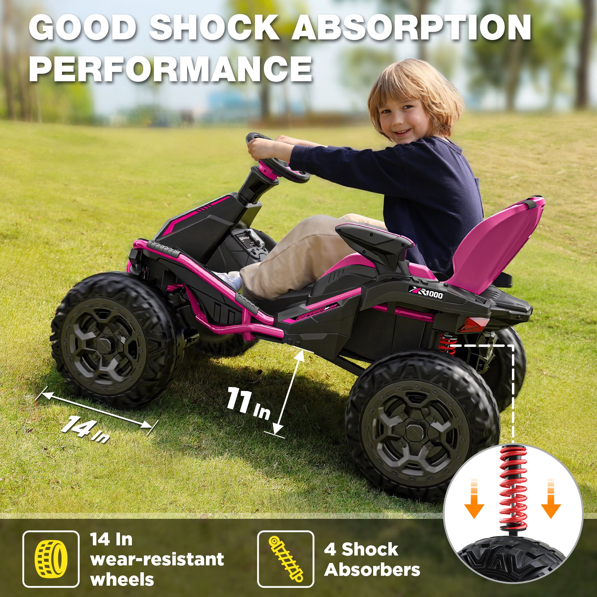 East doll 24V Big Kids Ride on Toys, Electric Power Ride on Car for Kids Age 3-8, 4 Wheeler, 4WD 800W Motors ATV for Kids, 5MPH, Parent Remote, Music, Pink