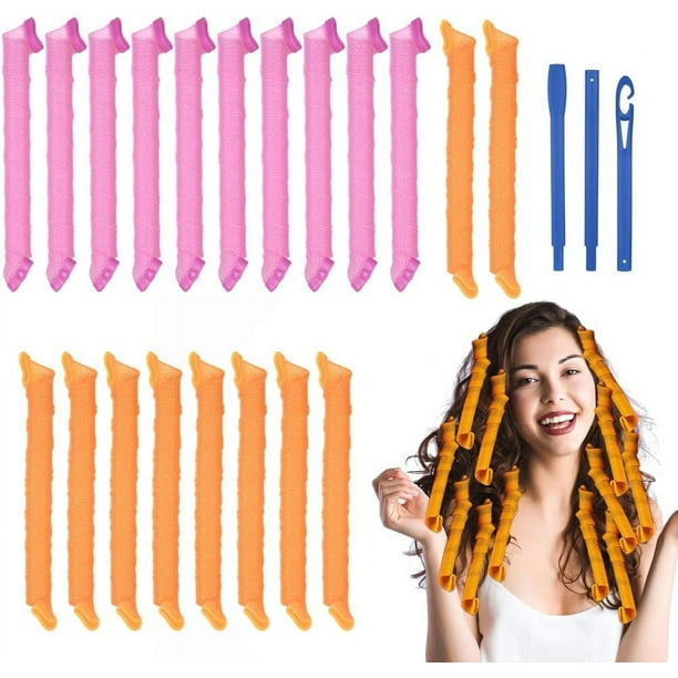 RV Rizadores para el cabello, 20 piezas, rizos mágicos para el cabello, rizos en espiral sin calor con ganchos para peinar para mujeres, niñas, cabello corto, mediano y largo, la mayoría de los peinad