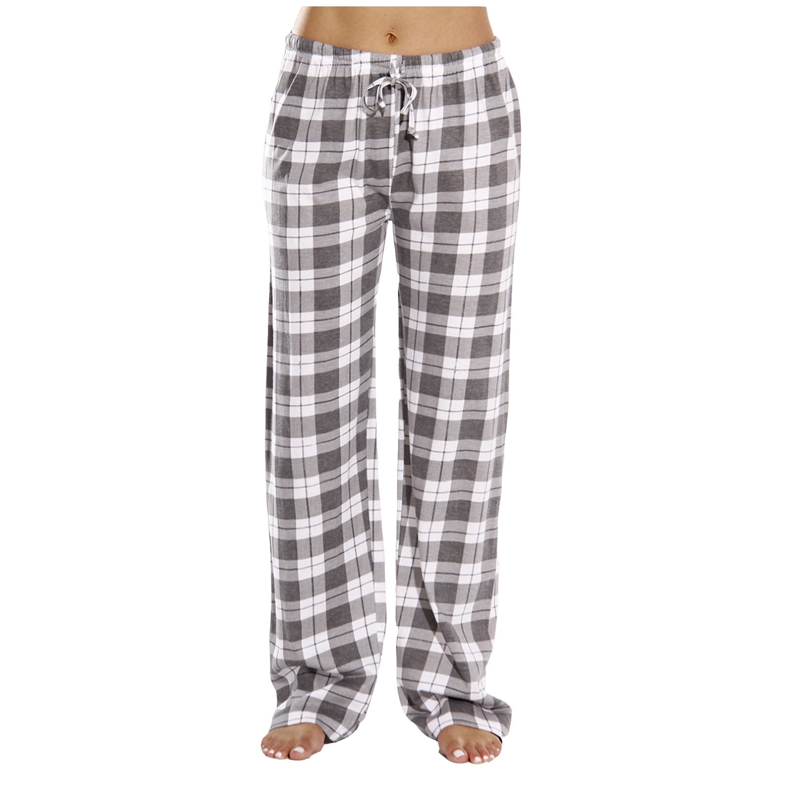 Pantalon De Pyjama Femme Taille Haute - Large, Respirant, à Carreaux Noir Et Blanc, Avec Cordon