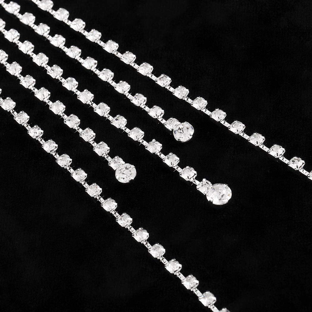 Non Piercing Nipple Rings Silver Rhinestone Tassel Body Chain
