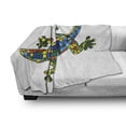 thumbnail image 3 of Iguana Soft Flannel Fleece Blanket, Geometric Mosaic Style Stained Glass Pattern Animal Exotic Design Ornamental Motif, Cozy Plush for Indoor and Outdoor Use, 50" x 70", Multicolor, by Ambesonne, 3 of 6