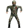 thumbnail image 3 of Kids Halloween Mummy Costume, Creepy Corpse Jumpsuit with Hooded Mask Outfit, Boys Girls Snake Wound Bloody Printed Suit Children Dress Up Party Gray 8-10 Years, 3 of 5