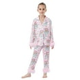 Mommy and Me Matching Christmas Pajamas Set Feather Trim PJs Set 2