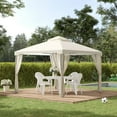 thumbnail image 2 of Outsunny 10' x 10' Patio Gazebo Pavilion 2 Tire Roof Canopy Cream White, 2 of 10