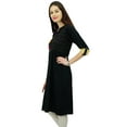 thumbnail image 2 of Phagun Womens Indian Ethnic Rayon Black Kurti Tunic Designer Pom - Pom Kurta - 24, 2 of 6
