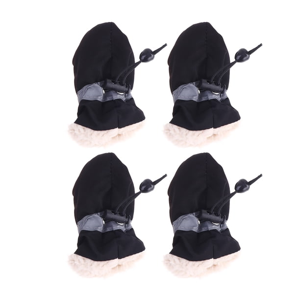 EeaseMX 4 botas de lluvia antideslizantes para mascotas, cubrepiés de perro, botas gruesas de felpa, suela protectora para patas (negro, talla 7)